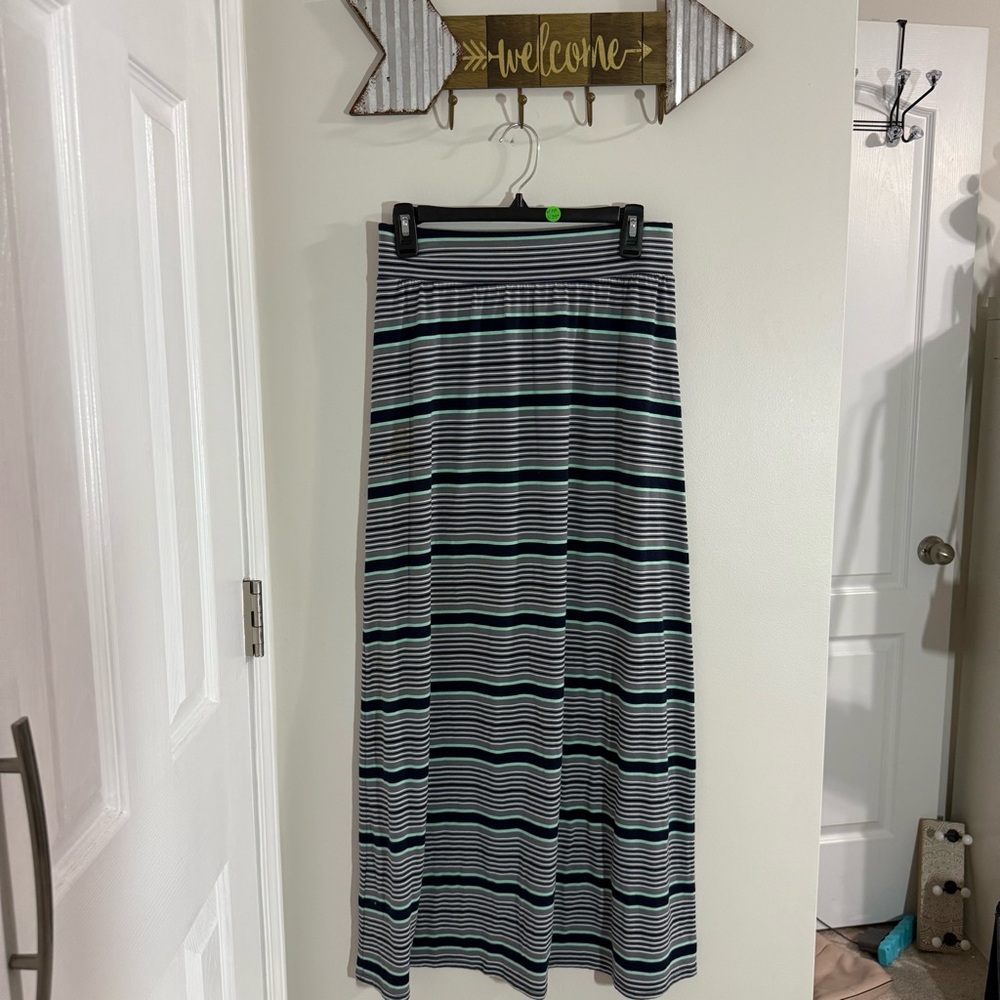 Gap Striped Maxi Skirt - Navy, Teal and White Size XS